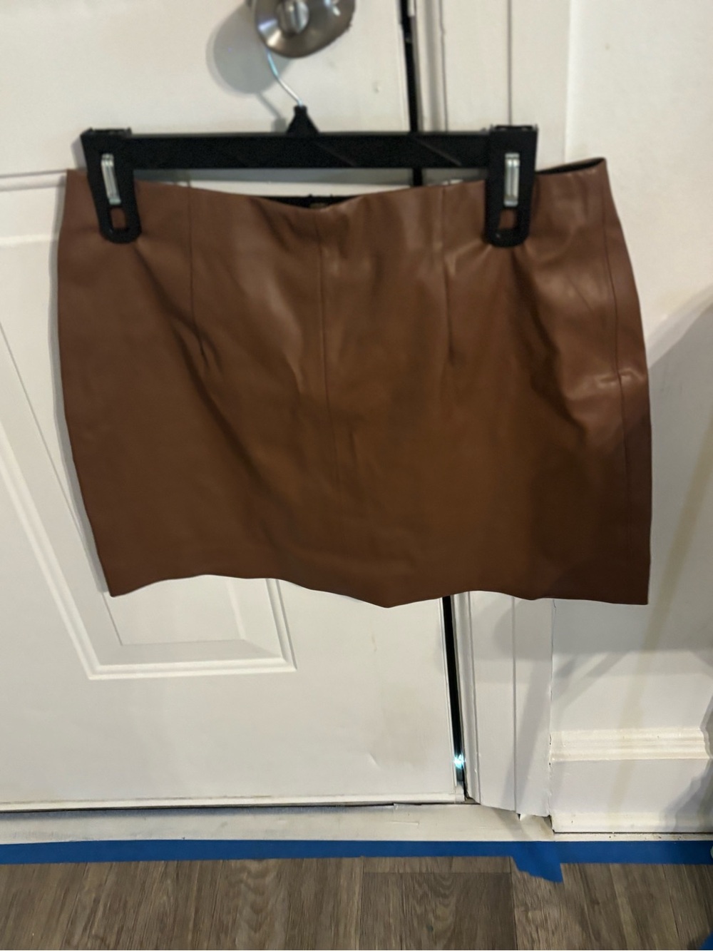 Leather-look Brown Mini Skirt size large